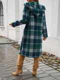Plaid Long Sleeve Hooded Coat - Trendsi - Flyclothing LLC