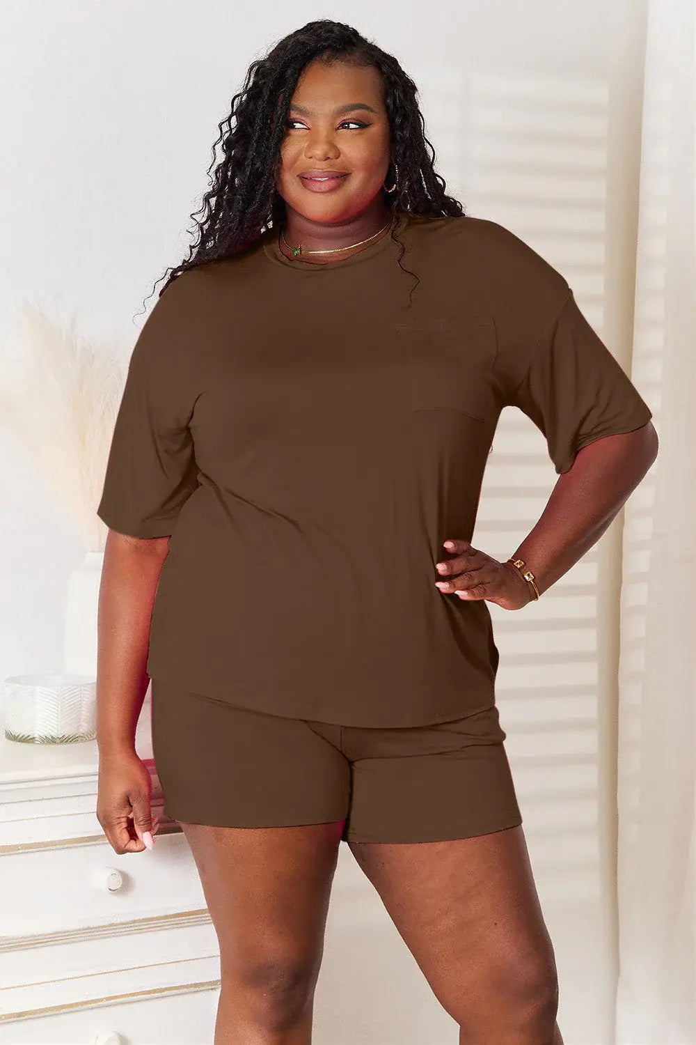 Basic Bae Full Size Soft Rayon Half Sleeve Top and Shorts Set - ShopBasicbae - Flyclothing LLC