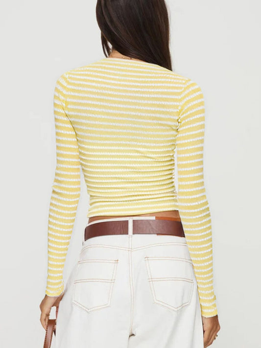 Devine Square Neck Long Sleeve T-Shirt - Trendsi