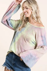 BiBi Tie Dye French Terry Sweatshirt With Bubble Sleeves - Trendsi - Flyclothing LLC