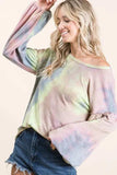 BiBi Tie Dye French Terry Sweatshirt With Bubble Sleeves - Trendsi - Flyclothing LLC