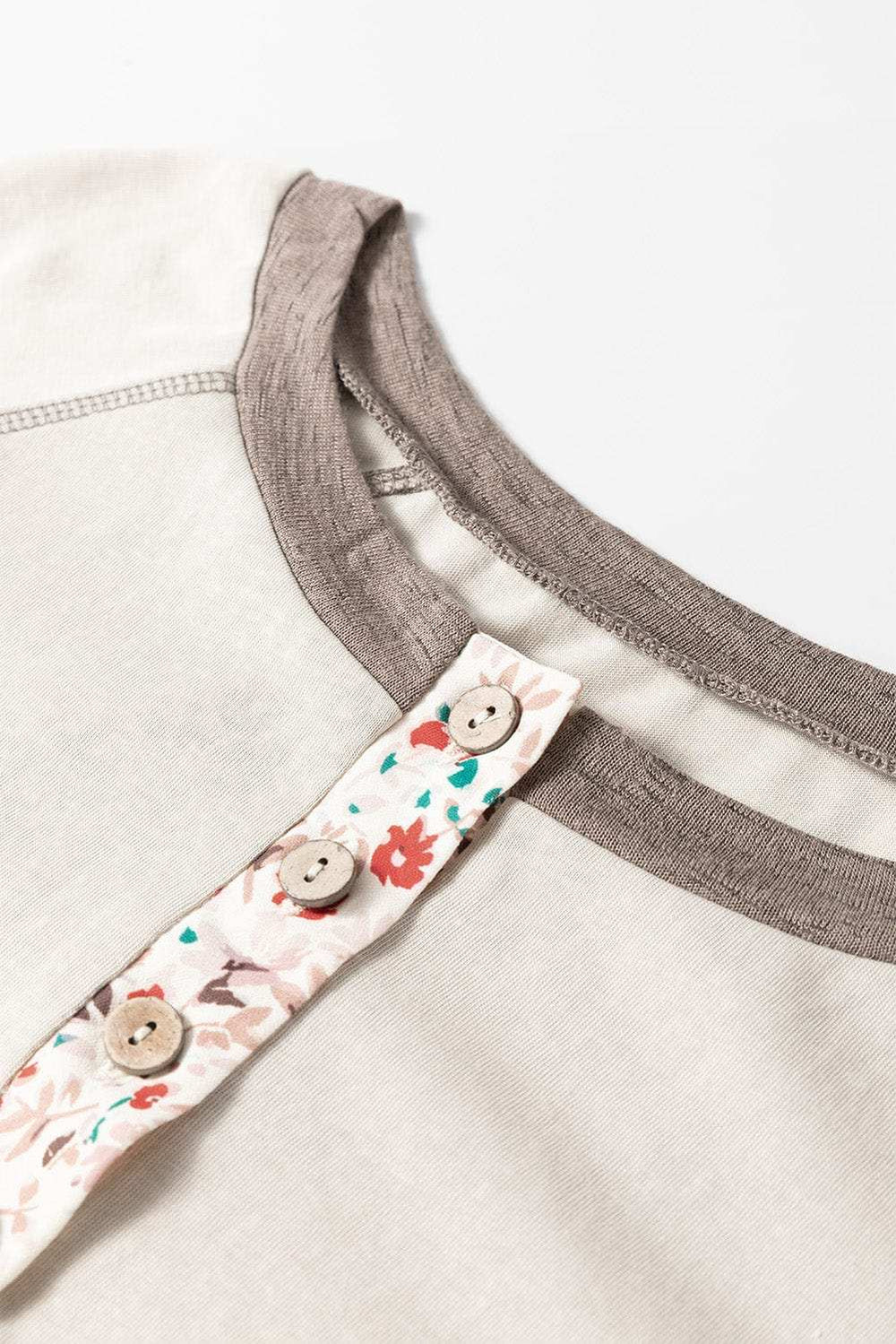 Floral Half Button Long Sleeve T-Shirt - Trendsi - Flyclothing LLC