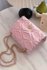 Raw Hem Denim Crossbody Bag - Trendsi