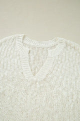 Notched Cap Sleeve Knit Top - Trendsi - Flyclothing LLC