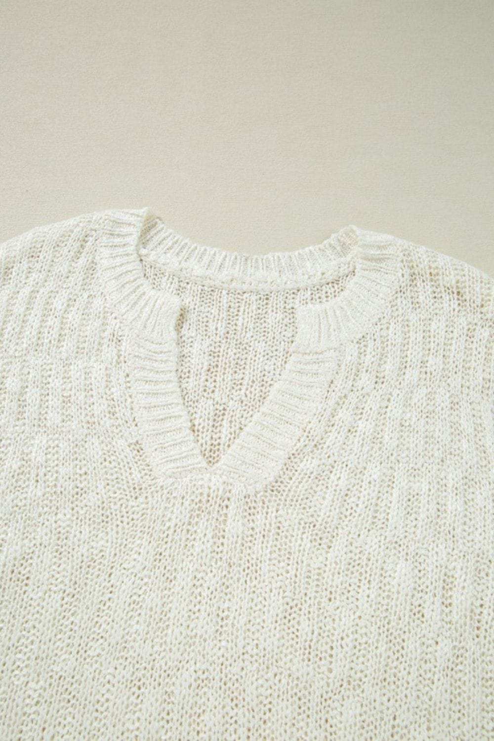 Notched Cap Sleeve Knit Top - Trendsi - Flyclothing LLC