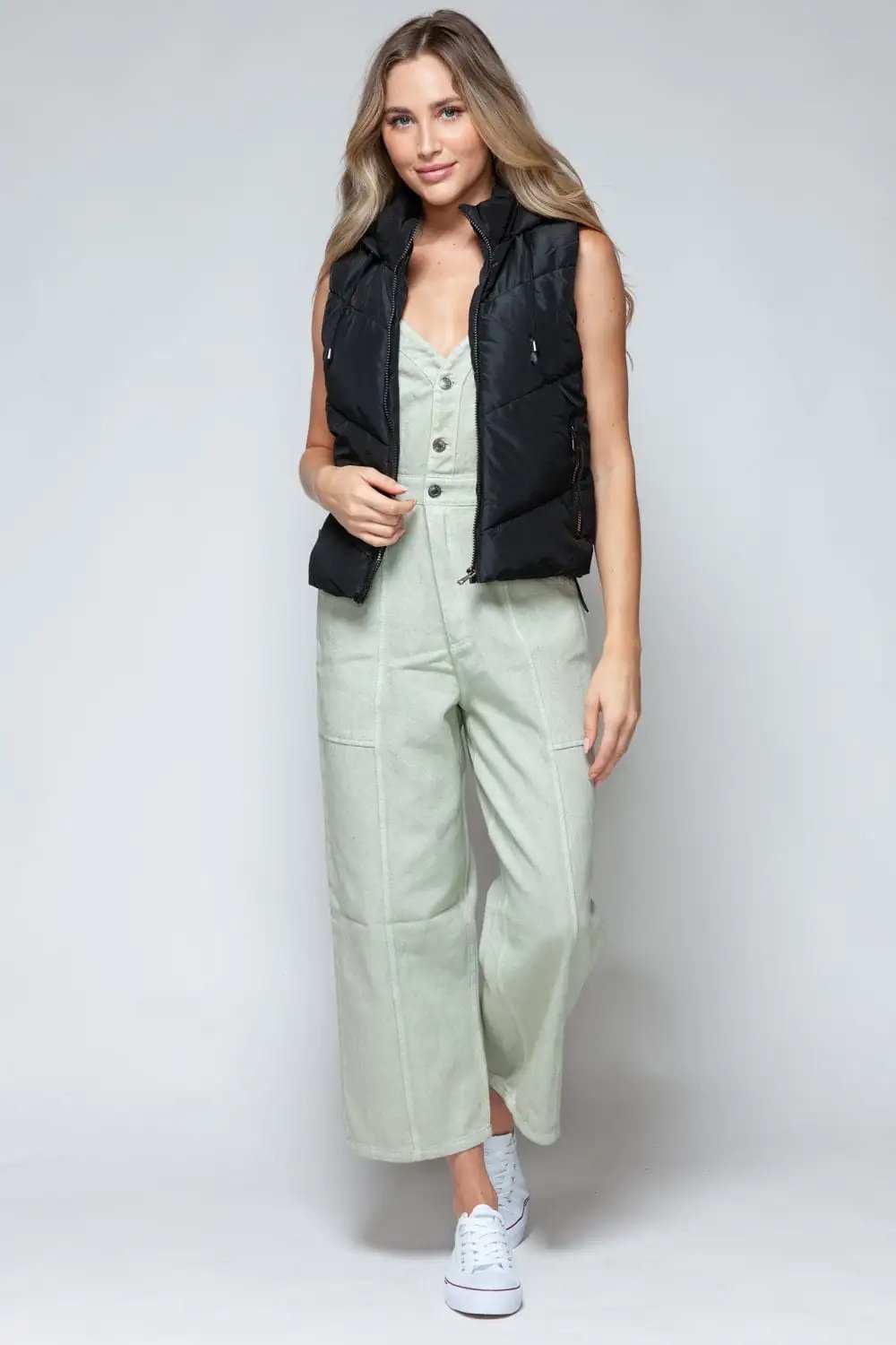 Snobbish Zip Up Quilted Hooded Vest - Trendsi - Flyclothing LLC