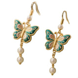 Butterfly Dangle Earrings with Pearls - Trendsi - Flyclothing LLC
