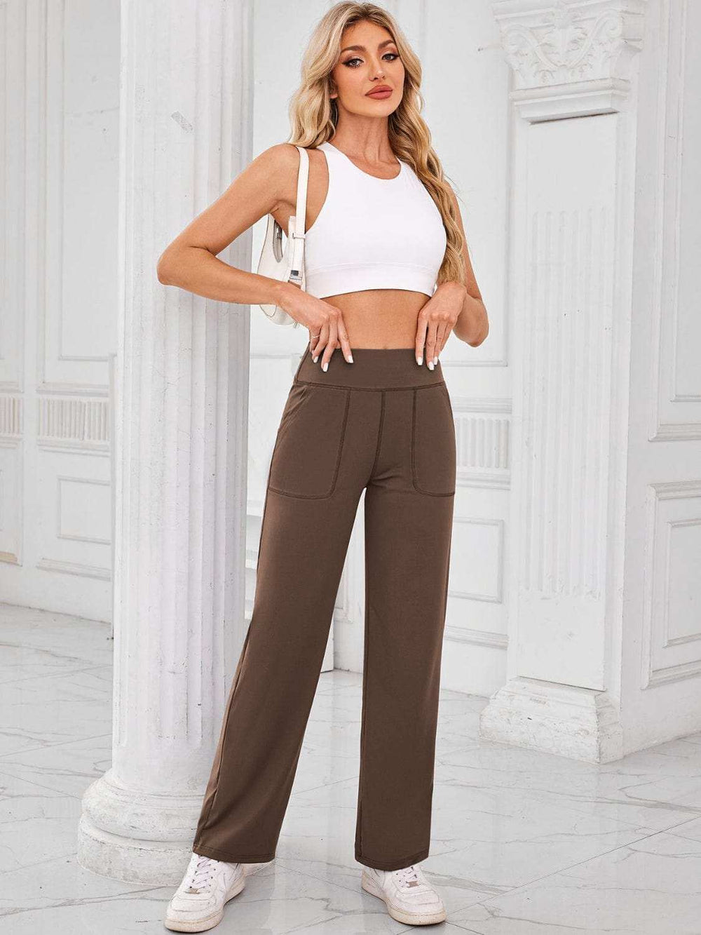 Lovelet High Waist Active Pants with Pockets - Trendsi - Flyclothing LLC