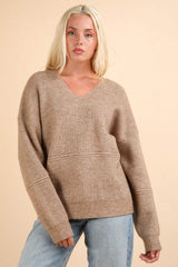 VERY J Seam Detail Drop Shoulder Hooded Sweater - Trendsi - Flyclothing LLC