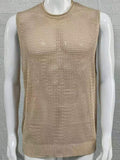 Men's Openwork Round Neck Sleeveless Knit Top - Trendsi
