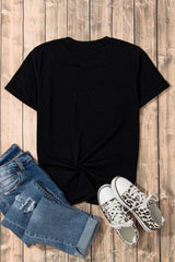 Rhinestone Round Neck Short Sleeve T-Shirt - Trendsi - Flyclothing LLC