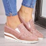 Rhinestone Wedge Slip-Ons - Trendsi - Flyclothing LLC