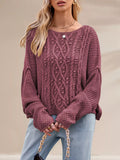 Textured Knit Round Neck Sweater - Trendsi - Flyclothing LLC