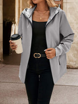 Pocketed Zip Up Hooded Jacket - Trendsi - Flyclothing LLC