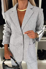 Full Size Contrast Lapel Collar Top and Pants Set - Trendsi - Flyclothing LLC