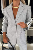 Full Size Contrast Lapel Collar Top and Pants Set - Trendsi