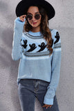Ghost Pattern Round Neck Long Sleeve Sweater - Trendsi - Flyclothing LLC
