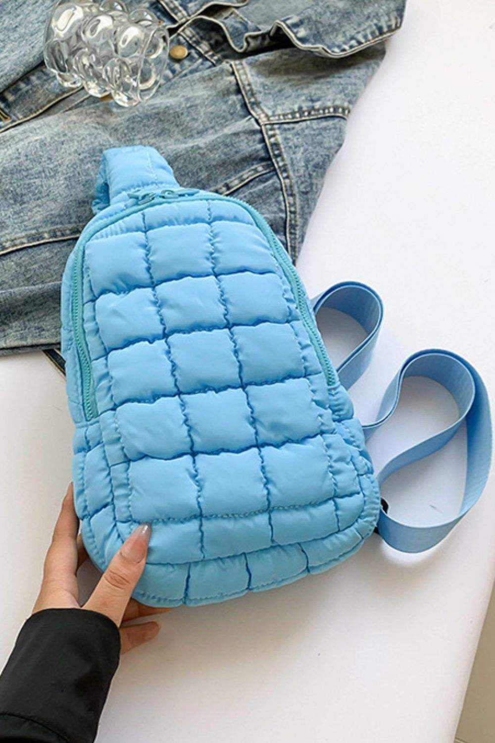 Quilted Nylon Crossbody Bag - Trendsi - Flyclothing LLC