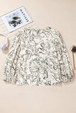 Printed Round Neck Three-Quarter Sleeve Blouse - Trendsi - Flyclothing LLC