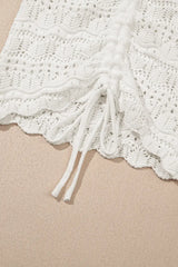 Hollowed Knit V Neck Drawstring Sweater Vest - Trendsi - Flyclothing LLC