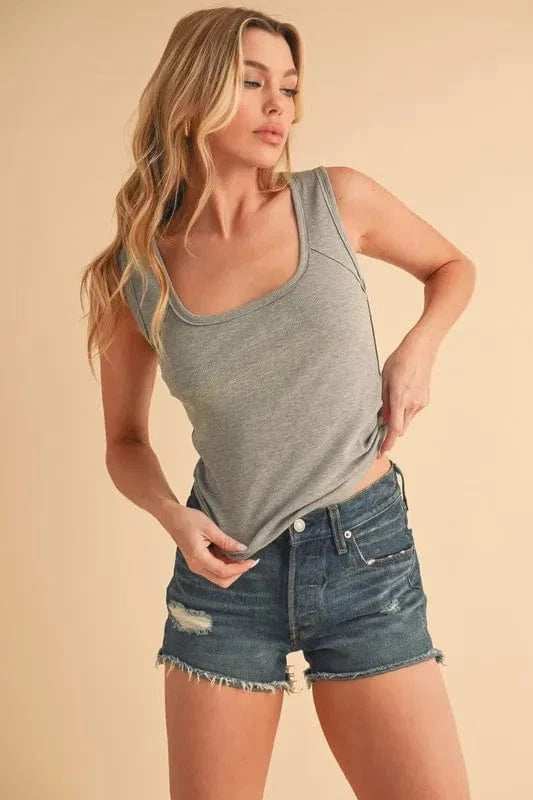 Aemi+Co Square Neck Wide Strap Tank - Trendsi - Flyclothing LLC