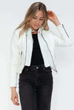 Snobbish Faux Leather Zip Up Drawstring Hooded Jacket - Trendsi - Flyclothing LLC