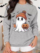 Halloween Ghost Round Neck Sweatshirt - Trendsi - Flyclothing LLC
