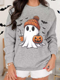 Halloween Ghost Round Neck Sweatshirt - Trendsi - Flyclothing LLC