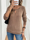 Cutout Round Neck Long Sleeve T-Shirt - Trendsi