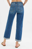 RISEN Full Size Mid Rise Boyfriend Roll Up Jeans Plus Size - Trendsi - Flyclothing LLC
