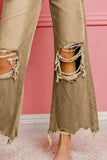BiBi Distressed Vintage Washed Wide Leg Pants - Trendsi