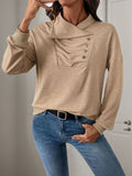 Perfee Asymmetric Mock Neck Long Sleeve Sweatshirt - Trendsi