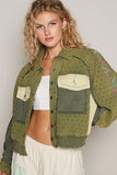 POL Embroidered Sleeve Raw Edge Quilted Jacket - Trendsi