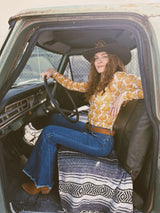 Streets of Gold Golden Yellow Tulip Flower MESH TOP - Lil Bee's Bohemian - Flyclothing LLC