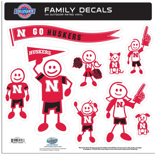 Nebraska Cornhuskers Family Decal Set Large - Nebraska Cornhuskers - Flyclothing LLC
