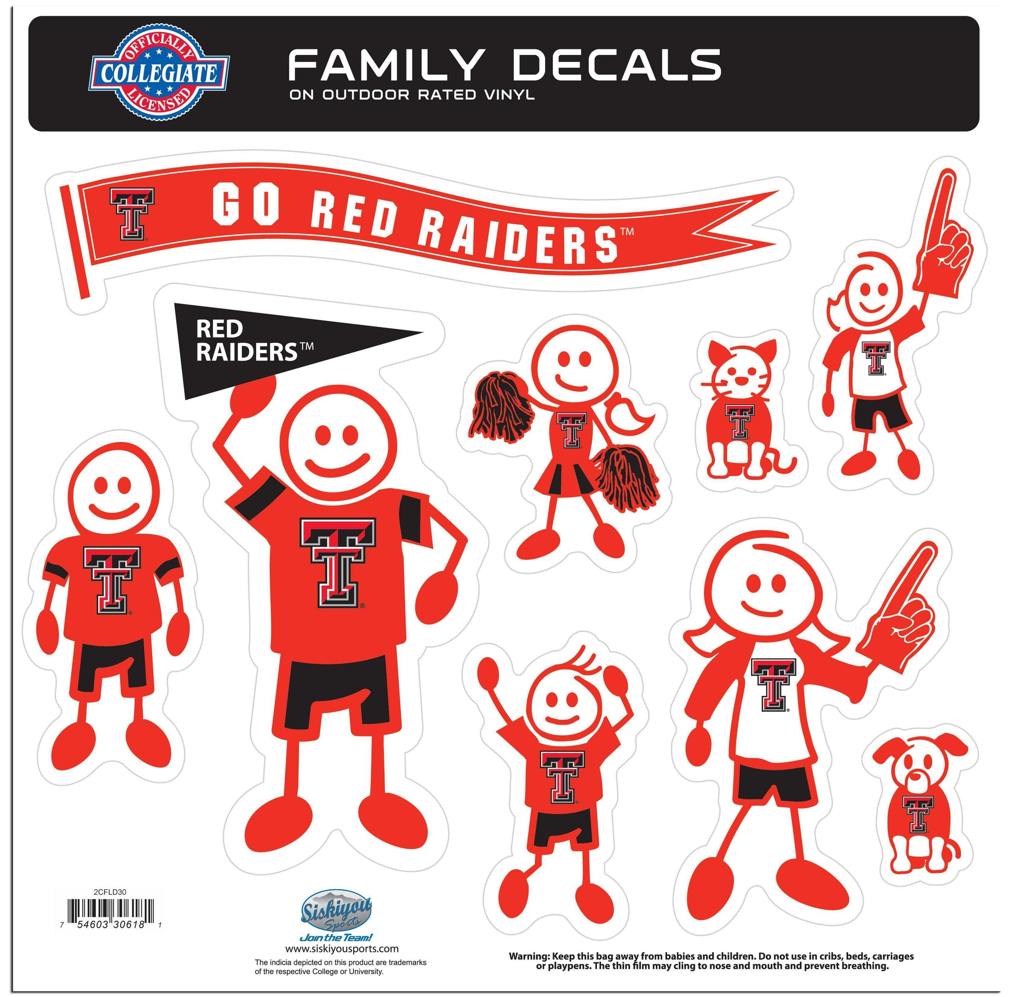 Texas Tech Raiders Family Decal Set Large - Texas Tech Raiders - Flyclothing LLC