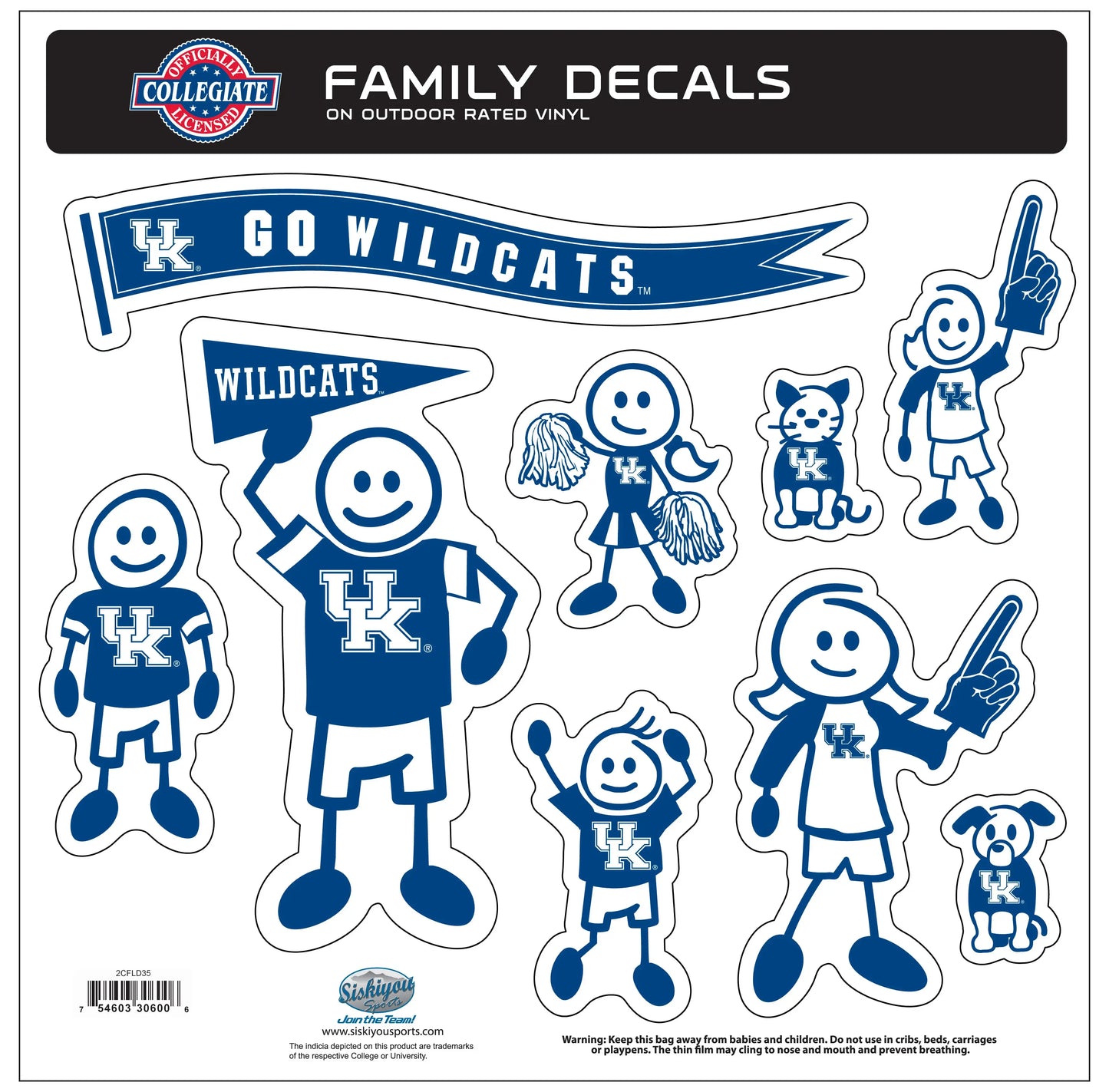 Kentucky Wildcats Family Decal Set Large - Kentucky Wildcats - Flyclothing LLC