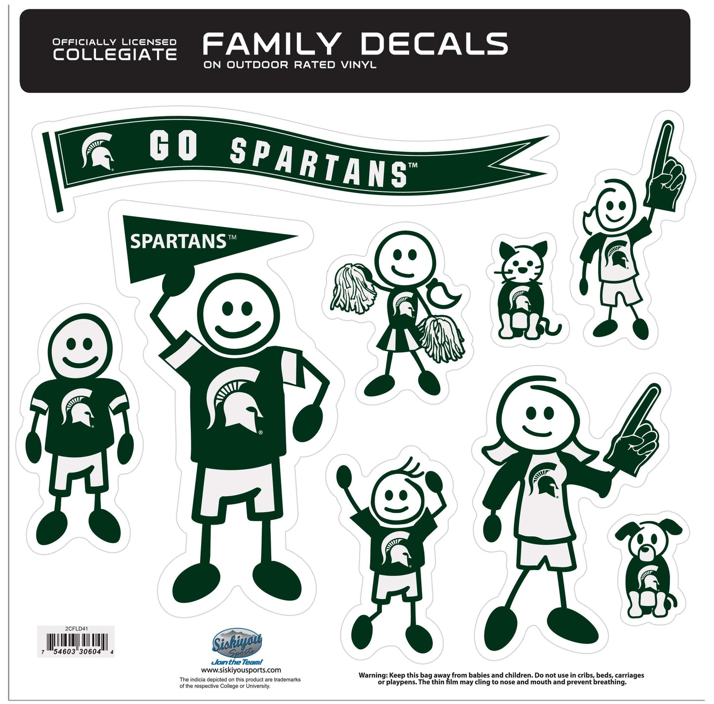 Michigan St. Spartans Family Decal Set Large - Michigan St. Spartans - Flyclothing LLC