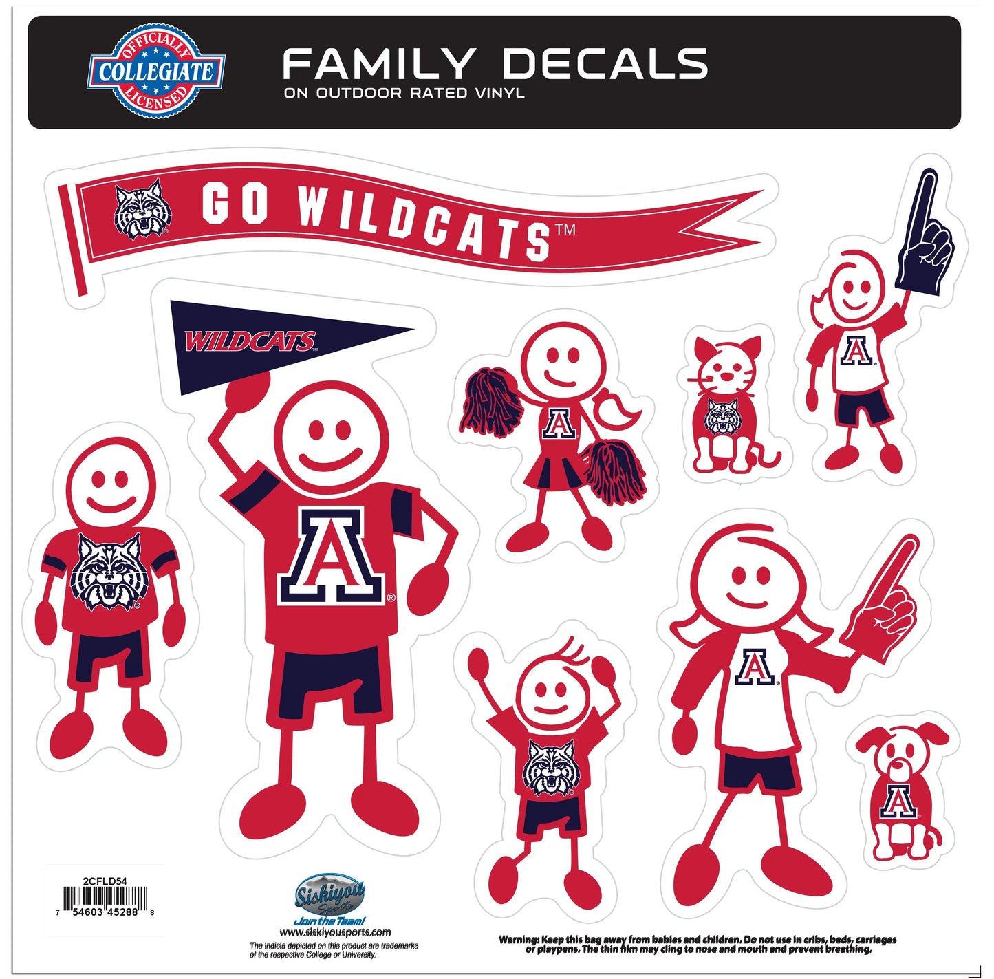 Arizona Wildcats Family Decal Set Large - Arizona Wildcats - Flyclothing LLC