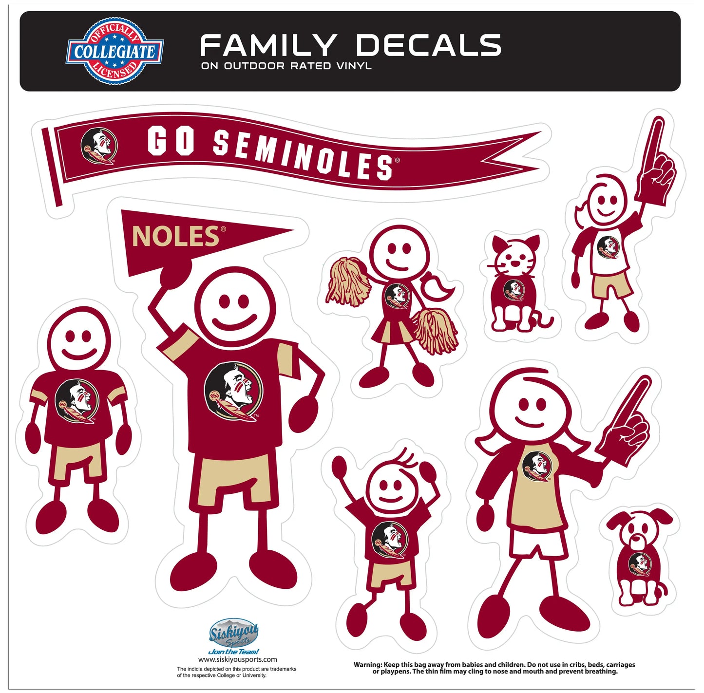 Florida St. Seminoles Family Decal Set Large - Florida St. Seminoles - Flyclothing LLC