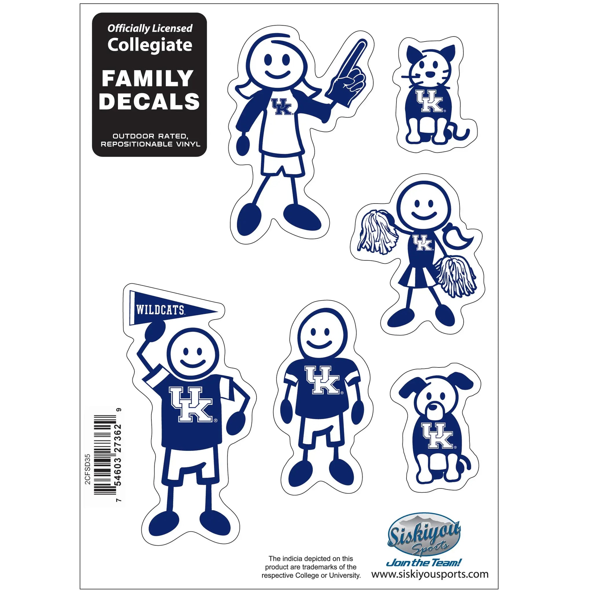 Kentucky Wildcats Family Decal Set Small - Kentucky Wildcats - Flyclothing LLC