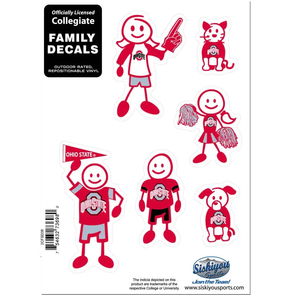 Ohio St. Buckeyes Family Decal Set Small - Ohio State Buckeyes - Flyclothing LLC