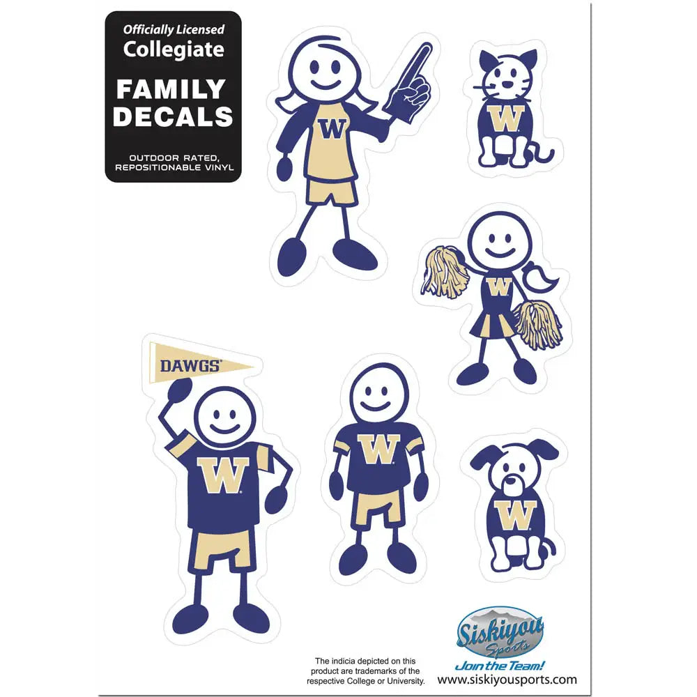 Washington Huskies Family Decal Set Small - Washington Huskies - Flyclothing LLC