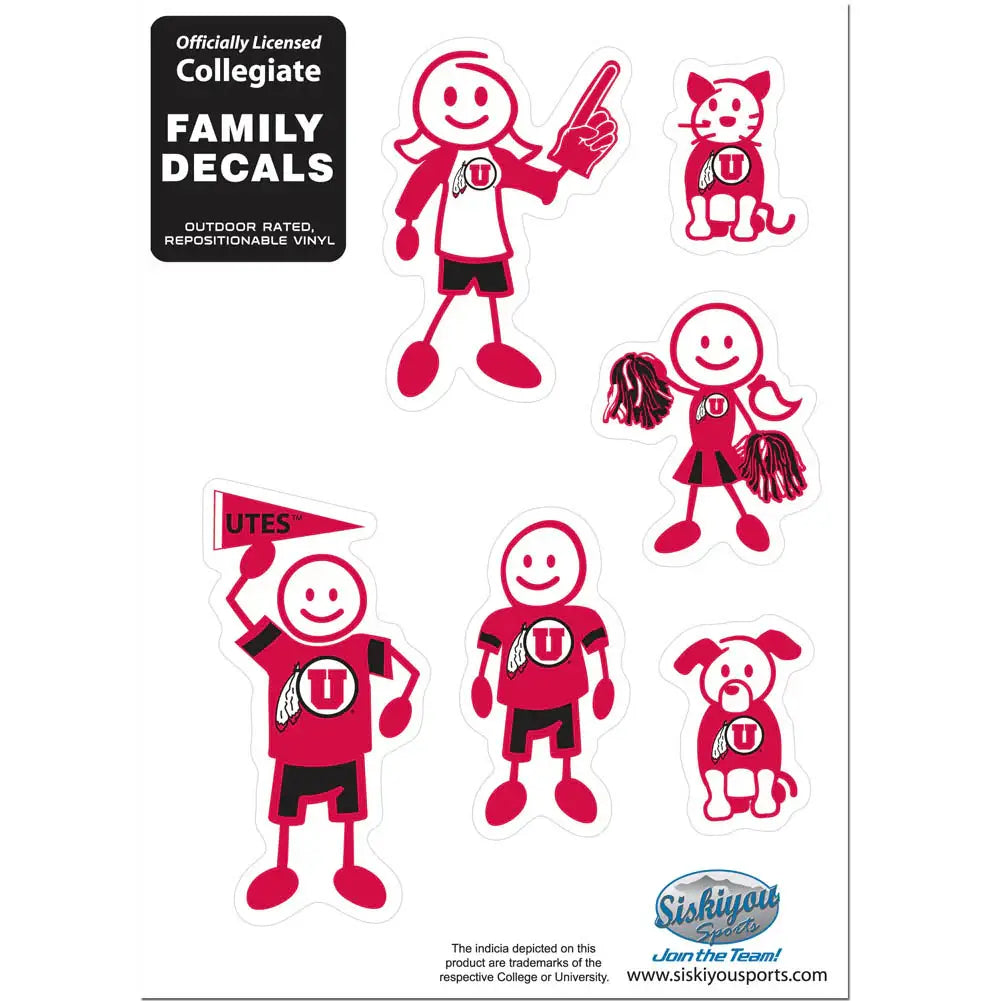 Utah Utes Family Decal Set Small - Utah Utes - Flyclothing LLC