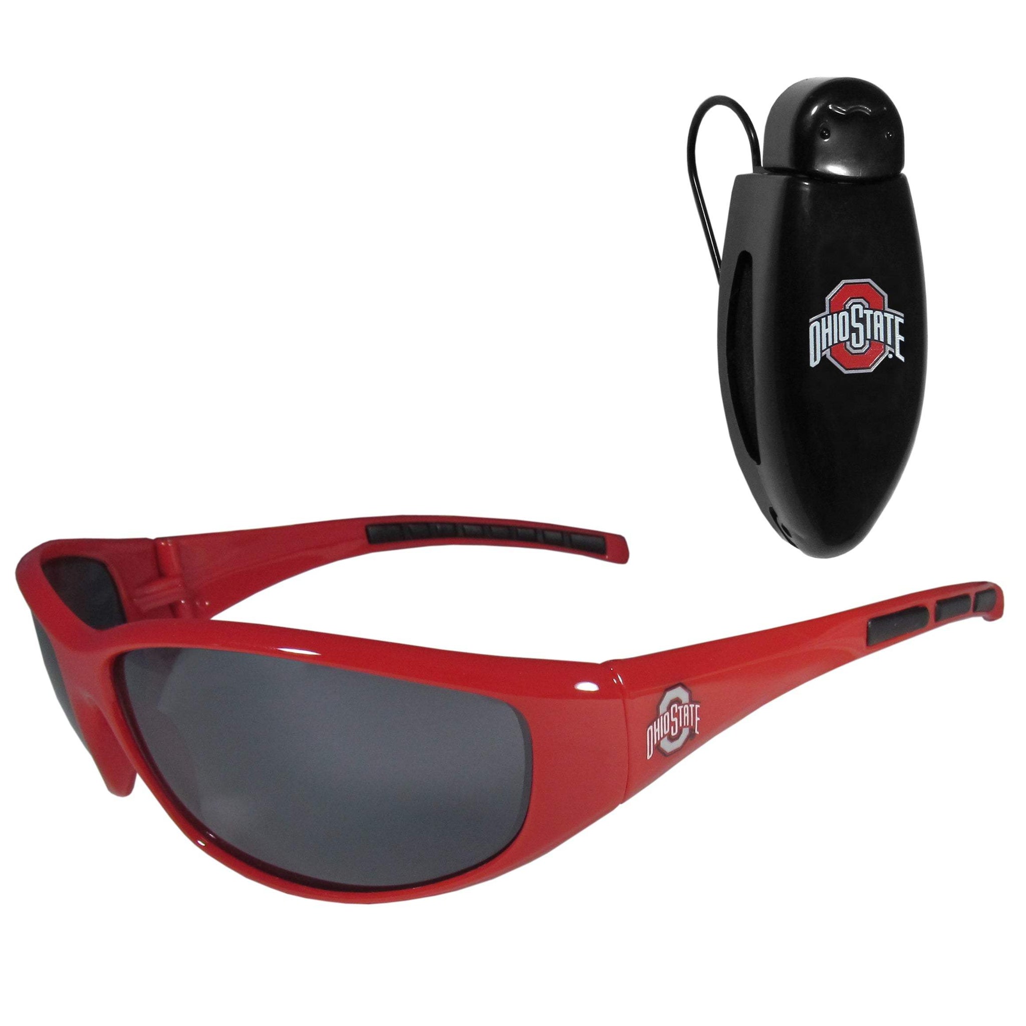 Ohio St. Buckeyes Wrap Sunglass with Visor Clip - Ohio State Buckeyes - Flyclothing LLC
