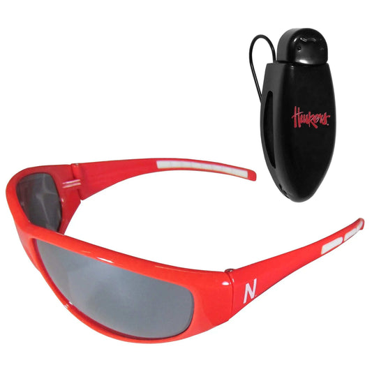 Nebraska Cornhuskers Wrap Sunglass with Visor Clip - Nebraska Cornhuskers - Flyclothing LLC