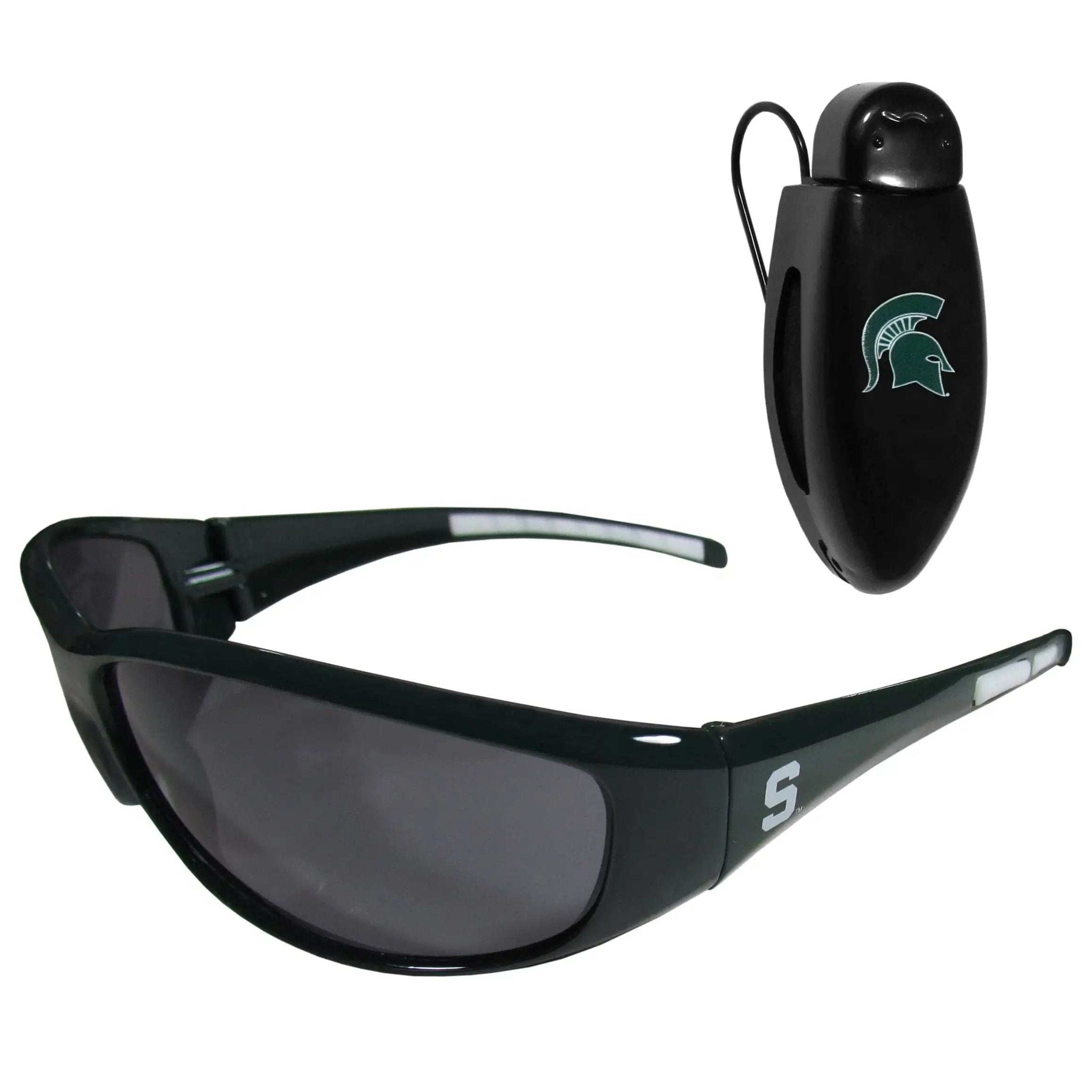 Michigan St. Spartans Wrap Sunglass with Visor Clip - Michigan St. Spartans - Flyclothing LLC