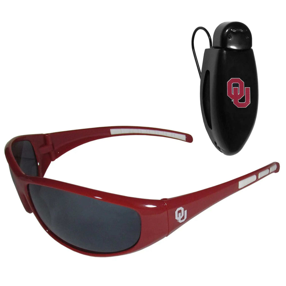 Oklahoma Sooners Wrap Sunglass with Visor Clip - Oklahoma Sooners - Flyclothing LLC