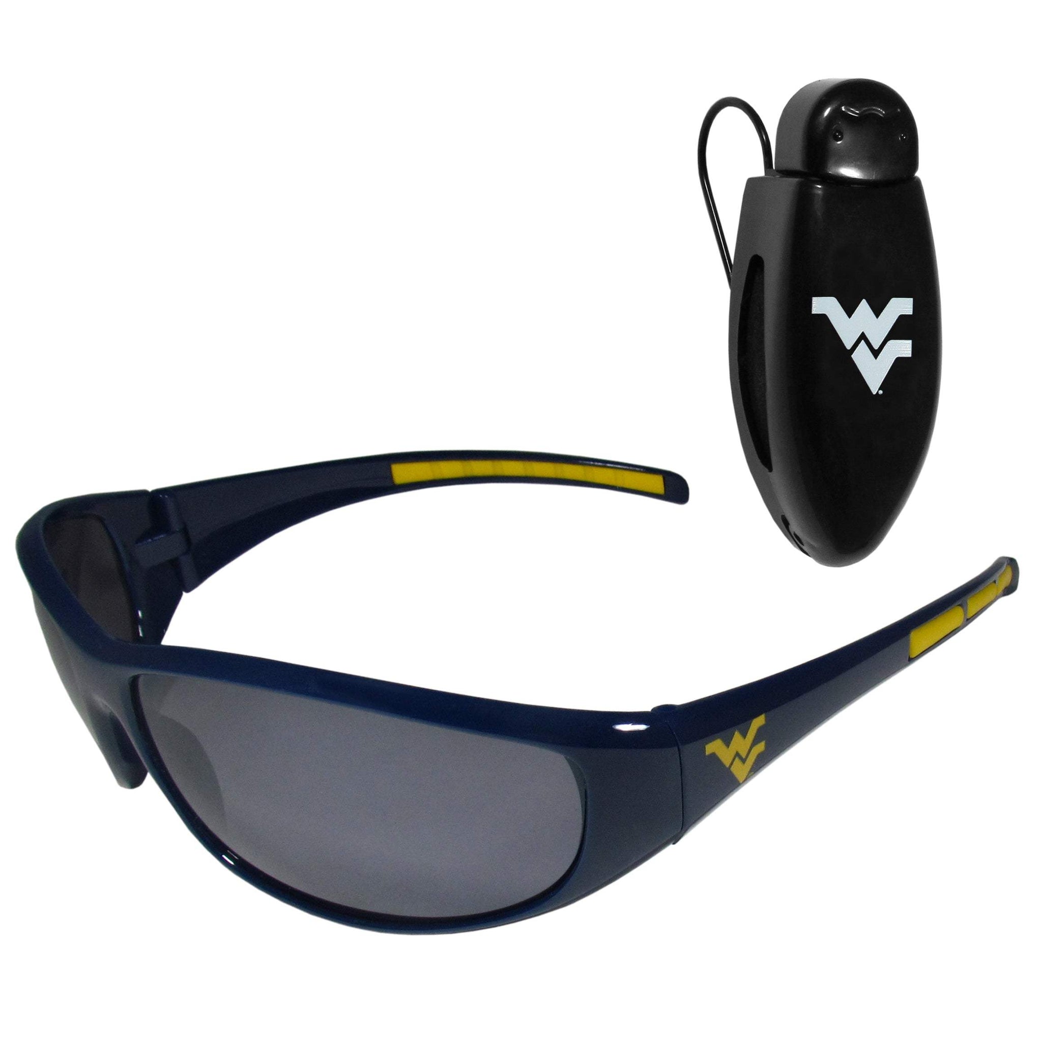 W. Virginia Mountaineers Wrap Sunglass with Visor Clip - W. Virginia Mountaineers - Flyclothing LLC
