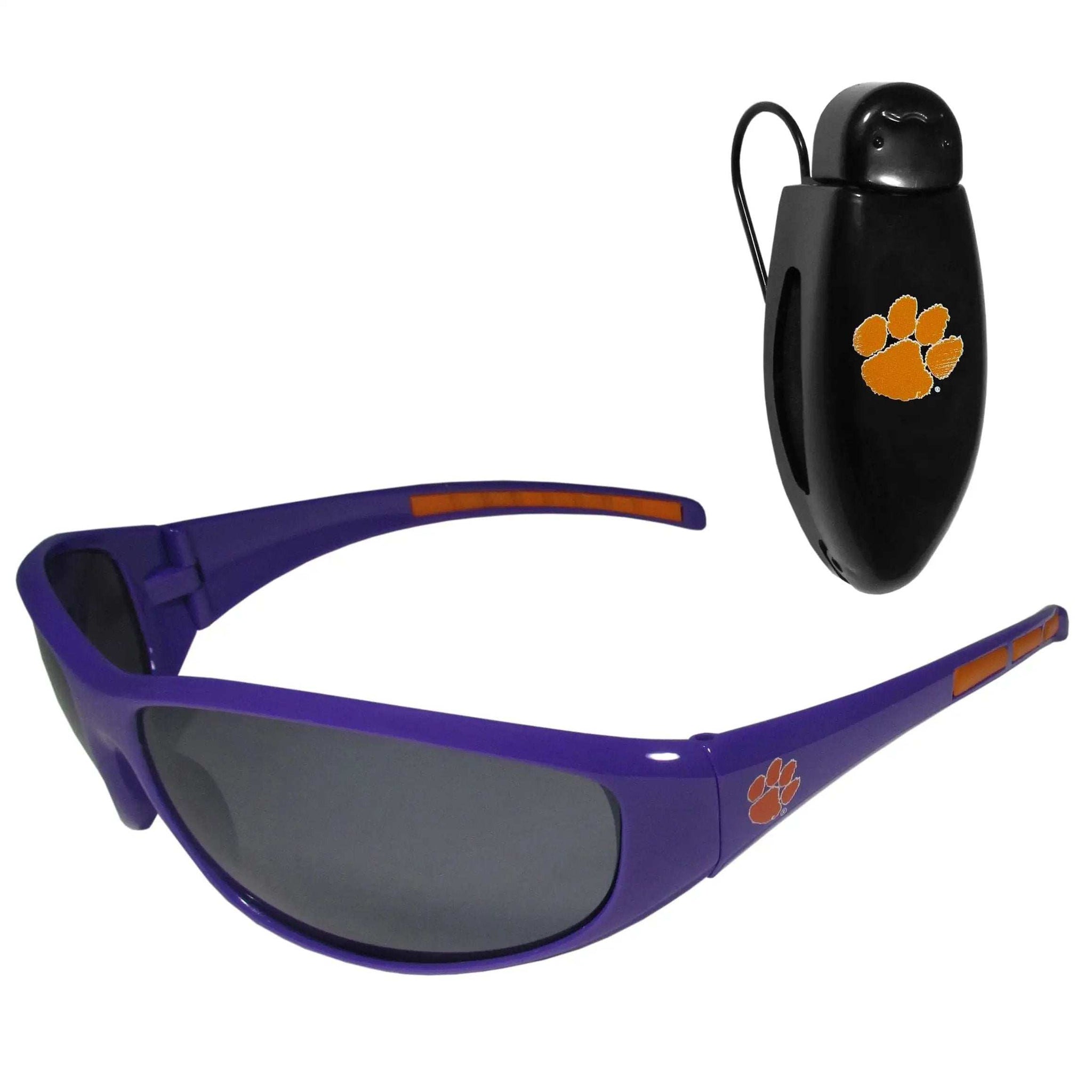 Clemson Tigers Wrap Sunglass with Visor Clip - Clemson Tigers - Flyclothing LLC